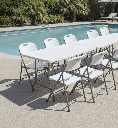 Combo de 2 Mesas Plegables Blancas 180 (Siena) + 8 Sillas Plegables Blancas