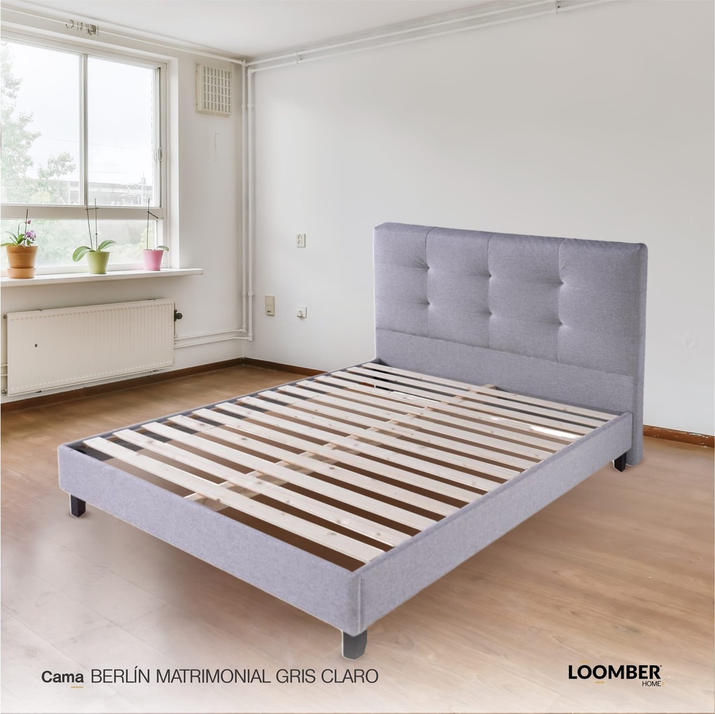 Cama Berlín Matrimonial Gris Claro