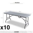 Combo 10 mesas plegables blancas 180 (Verona)