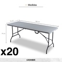 Combo 20 mesas plegables blancas 180 (Verona)