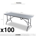 Combo 100 mesas plegables blancas 180 (Verona)