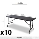 Combo 10 mesas plegables negras 180 (Verona)