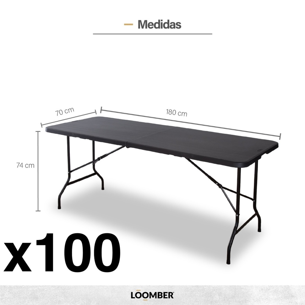 Combo 100 mesas plegables negras (Verona)