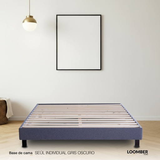 [1000040] Base de cama Seúl Individual Gris Oscuro