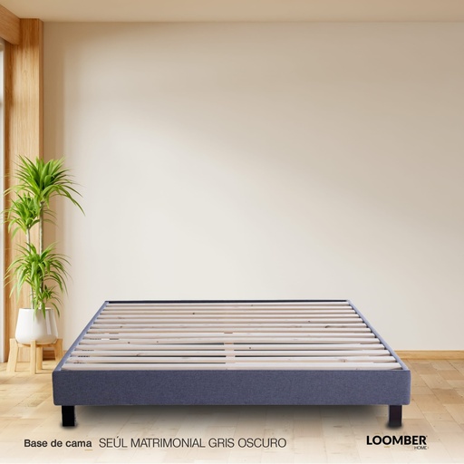 [1000041] Base de Cama Seúl Matrimonial Gris Oscuro