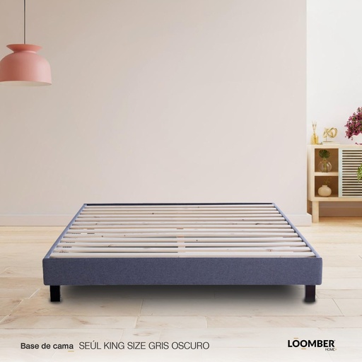 [1000042] Base de Cama Seúl King Size Gris Oscuro
