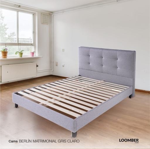 [1000044] Cama Berlín Matrimonial Gris Claro