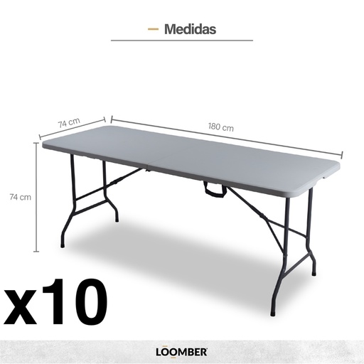 [9900217] Combo 10 mesas plegables blancas 180 (Verona)