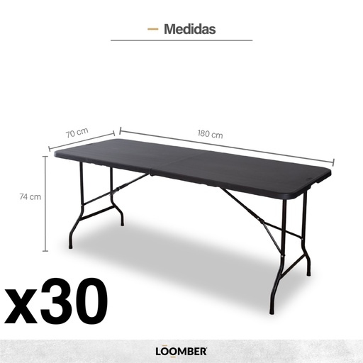 [9900224] Combo 30 mesas plegables negras (Verona)