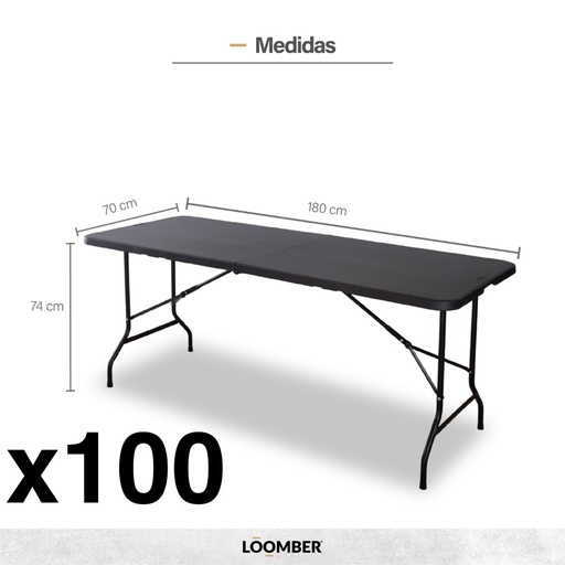[9900226] Combo 100 mesas plegables negras (Verona)